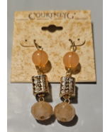 Courtney G. French Wire Dangle Earrings Beaded Orange Peach Color Gold S... - $260.94 MXN