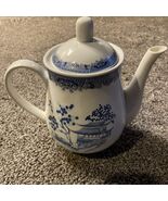 Chinese Garden Blue Porcelain Coffee Teapot by Emerald Oriental Scene 8” - €30,08 EUR