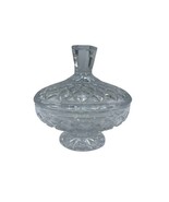 Vintage Glass Confections Diamond Point Candy Dish Footed Pedestal Lid 6&quot; - £36.17 GBP