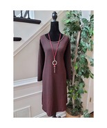 Ellos Shift Dress Women&#39;s Size 1X Brown&#39;s Polyester Long Sleeves  - $38.78 CAD