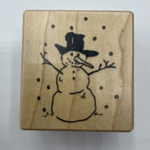 Winter Snowman Country Folk Art Snowing Rubber Stamp PSX C-326 Vintage 1... - £6.88 GBP