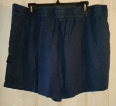 Excellent Womens Nautica Navy Linen Blend Blue Pull On Shorts W/ Pockets Sz Xxl - £17.43 GBP