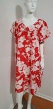 Vtg Hawaiian House Dress Muu Muu Hibiscus Floral Lounge Mumu Red White S... - $46.53