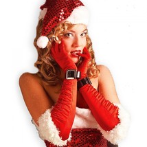 Womens Christmas Gloves Adult Mrs Santa Outfit Costume Fancy Dress - $20.99