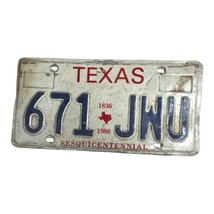 Vintage Texas Sesquicentennial License Plate/Tag 1836-1987 671 JWU Man Cave Barn - $13.09