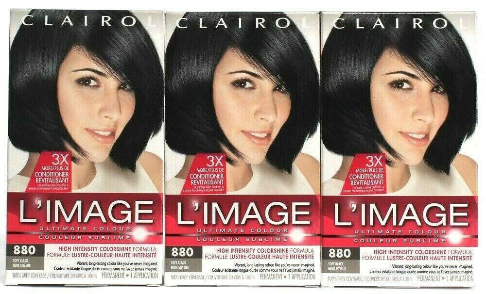 3 Clairol L'IMAGE Ultimate Color  880 Soft Black 3X More Conditioner Grey Cover - $26.72
