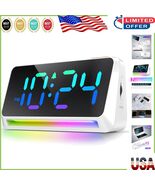 Compact LED Digital Alarm Clock with Color Night Light and USB Charging ... - $44.74 CAD