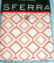 Sferra Deagan Boudoir Sham White/Tangerine Egyptian Cotton Percale Geometric New - £25.62 GBP
