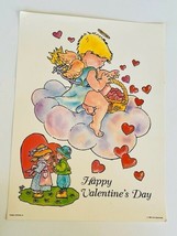 Valentines Day Card Vtg Antique decoration sign ephemera 1987 Cupid 16X12 Troll - £27.65 GBP