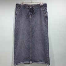 Old Navy Long Denim Jean Skirt Sz 12  Blue Just Below Waist Stretch Cinch Waist - £16.78 GBP