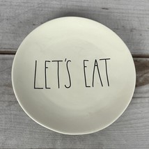 Rae Dunn Let&#39;s Eat 8&quot; By Magenta Ceramic Plate Factory Flaw - £6.38 GBP