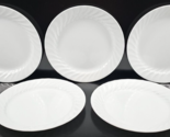 5 Corelle Enhancements 9&quot; Luncheon Plates Set Corning White Swirl Table ... - $49.17