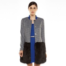 Elle Fall Spring Coat Size: 8 (Medium) New Ship Free Wool Blend Jacket Faux Fur - £147.76 GBP