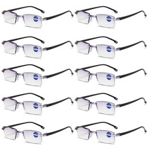 10PK Rimless Blue Light Blocking Reading Glasses Diamond Cut Readers for Men - £12.78 GBP