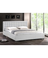 Modern White Faux Leather Queen King Platform Bed Frame Tufted Padded He... - $769.95+