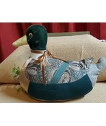 Vintage Handmade Quilted Duck Door Stopper Decoy Weighted Velvet Tweed P... - £28.88 GBP