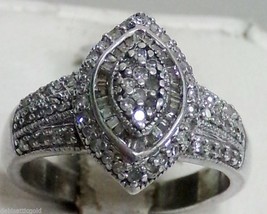 JTW Sterling Silver Marquise Halo Cluster 96 Diamond Ring Sz 6.75 Ladies... - $199.99