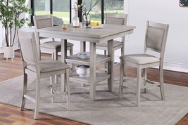 Chartres 5-Piece Counter Height Dining Set in Wood Gray Finish - £622.94 GBP