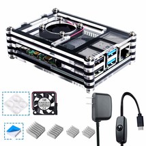 Case For Raspberry Pi 4 Model B, Acrylic Case With Cooling Fan, 4Pcs Hea... - £19.17 GBP