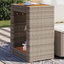 vidaXL Patio Side Table with Wooden Top Gray 23.6&quot;x15.7&quot;x29.5&quot; Poly Rattan - $120.03