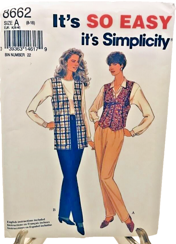 #8662 Simplicity womans vest pants sewing pattern 8-18 - $9.65