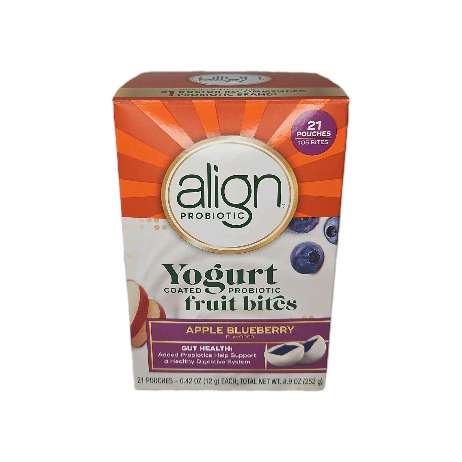 Align Probiotic Yogurt Coated Apple Blueberry Bites Gut Health 105ct Exp... - $19.79