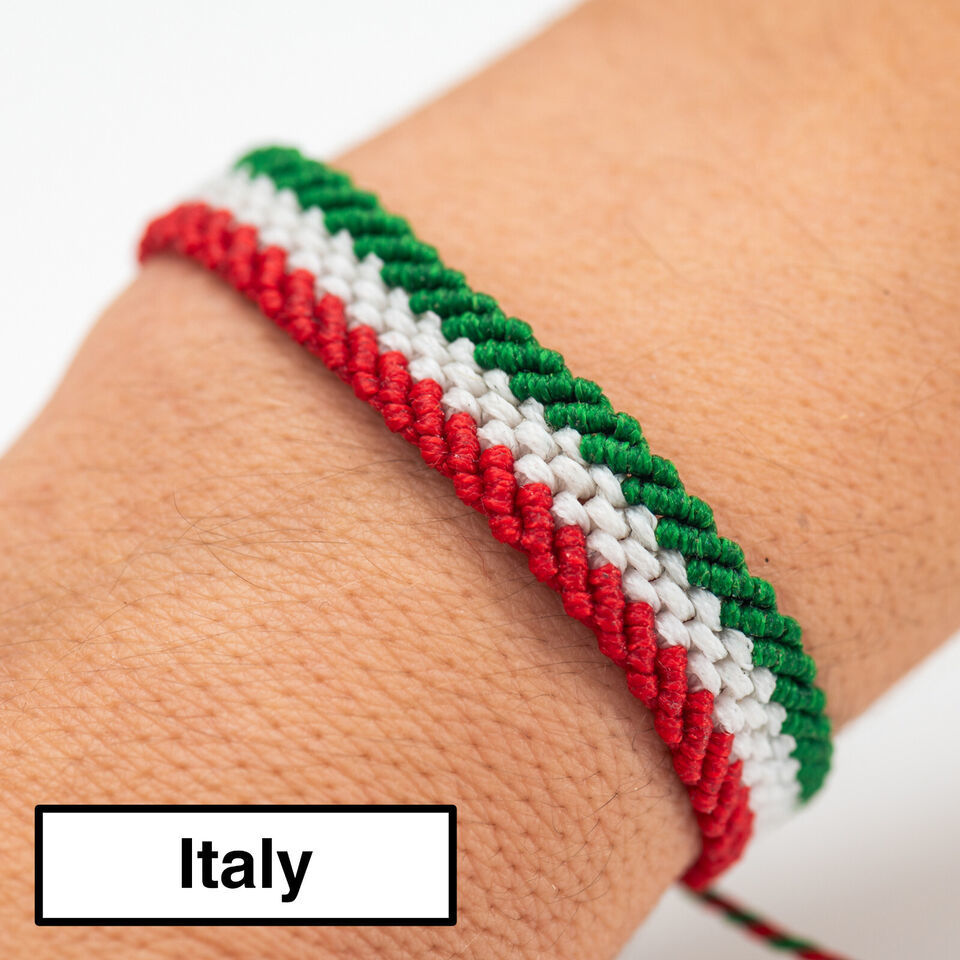 Italian flag, Gift for Men, Friendship Bracelet, Waterproof, Adjustable.