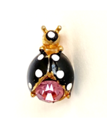 Polka Dot &amp; Pink Rhinestone Ladybug Bug Insect Gold Tone Small Lapel Hat... - £7.48 GBP