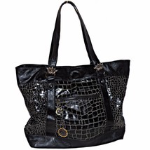 Christian Audigier Black Alligator Croc Print Vegan Leather Shopper Tote... - £99.07 GBP