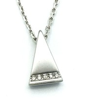 Signed PL Park Lane Crystal Triangle Pendant Necklace Sterling Silver Chain - £26.40 GBP