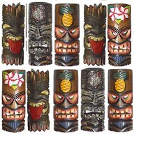 World Bazzar SET OF 10 HAND CARVED POLYNESIAN HAWAIIAN TIKI STYLE MASKS ... - $89.04