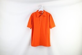 Vintage 70s Streetwear Mens Medium Blank Pique Cotton Golf Polo Shirt Orange USA - £38.89 GBP