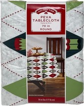 HolidayTime Vinyl Tablecloth Nutcracker Argyle 70 inch Round - £12.62 GBP