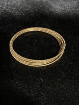 Vintage Set of Seven Shiny Gold Color Brass Bangle Bracelets - £9.74 GBP
