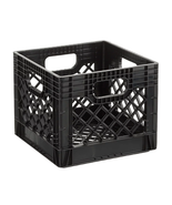 16QT Heavy-Duty Plastic Milk Crate Black with Built-In Handles - $26.07 CAD