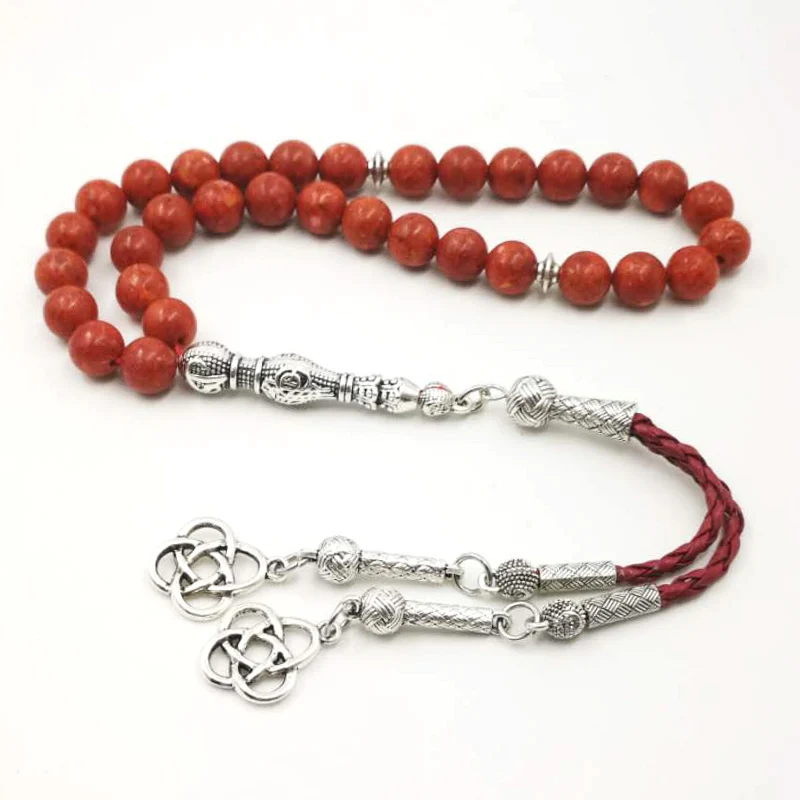 Natural grass coral Tasbih Muslim gemstone bracelet Luxury gift For Eid ramadan  - £68.39 GBP