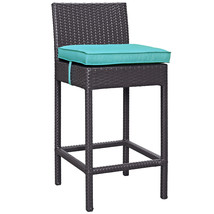 Convene 4 Piece Outdoor Patio Pub Set Espresso Turquoise EEI-2218-EXP-TRQ-SET - £593.89 GBP