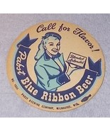 Pabst Blue Ribbon Beer Coaster Mat Milwaukee Wi Vintage 1940&#39;s A - $9.95