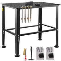 VEVOR Adjustable Welding Table Steel Frame Garage Work Table 36&quot; x 24&quot; W... - £201.42 GBP