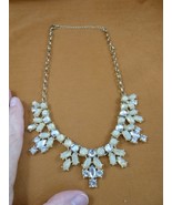 (vn-5) vintage frosted crystal + white rhinestone necklace costume jewel... - $86.35 CAD