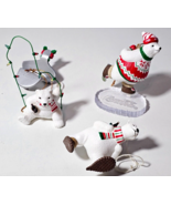 Set of 3 Coca-Cola Bear Ornaments 1990&#39;s Red &amp; White READ - £14.38 GBP