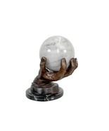 Bronze Hand Holding Marble Tabletop Sculpture on Marble Base - $956.02 CAD
