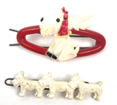 Vintage Plastic Scottie Dog Hair Metal Wire Clip Children&#39;s Barrettes - £18.08 GBP