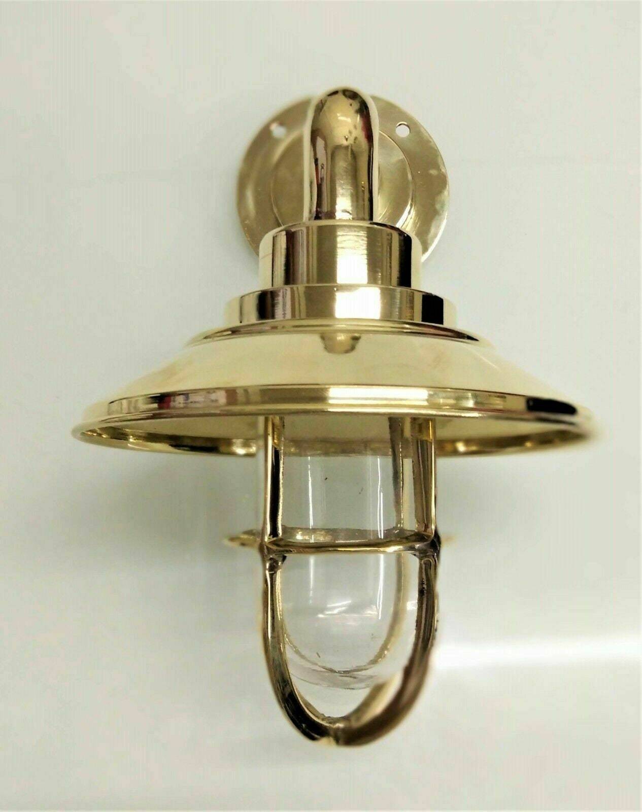 Vintage Bulkhead Brass Beautiful Wall Sconce with Brass Shade - Indoor O... - $71.37