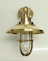 Vintage Bulkhead Brass Beautiful Wall Sconce with Brass Shade - Indoor O... - $71.37