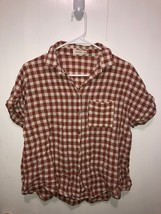 Roolee Women&#39;s Check Plaid Short Sleeve Cotton Shirt XS Blouse w/ Pocket - £9.34 GBP