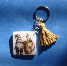 Cute Coffee Gnome - Handmade Keychain - $15.00