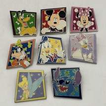 Disney Pin Trading Lanyard &amp; Fab 8 Mickey Minnie Donald Daisy Stitch Tink Goofy - £18.49 GBP