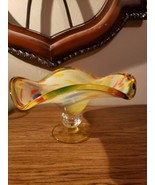 Murano Italy Style Art Crystal Glass Pedastal Vase - £62.22 GBP