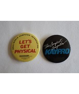 Vtg Lot 2x Button Badge PinbackThe Compleat Computer Kaypro Let&#39;s Get Ph... - $10.00